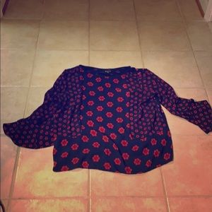 Navy/red flirt blouse